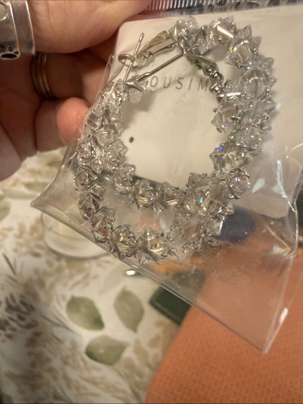 Crystal Hoop Earrings - Clear Silver Sparkle